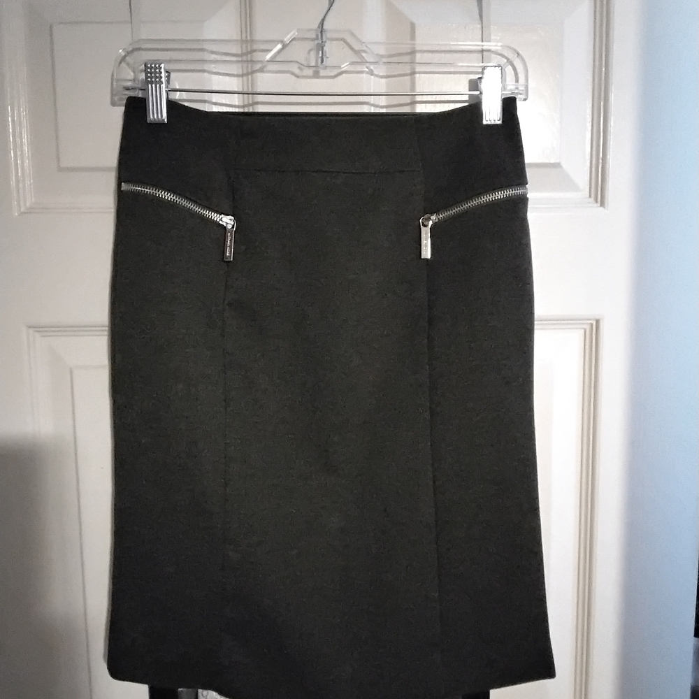Michael Kors Charcoal Pencil Skirt with Zipper Details